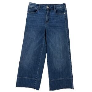 J Jill Denim High Rise Full Leg Crop Jeans Womens 6 Medium Wash Stretch Fray Hem